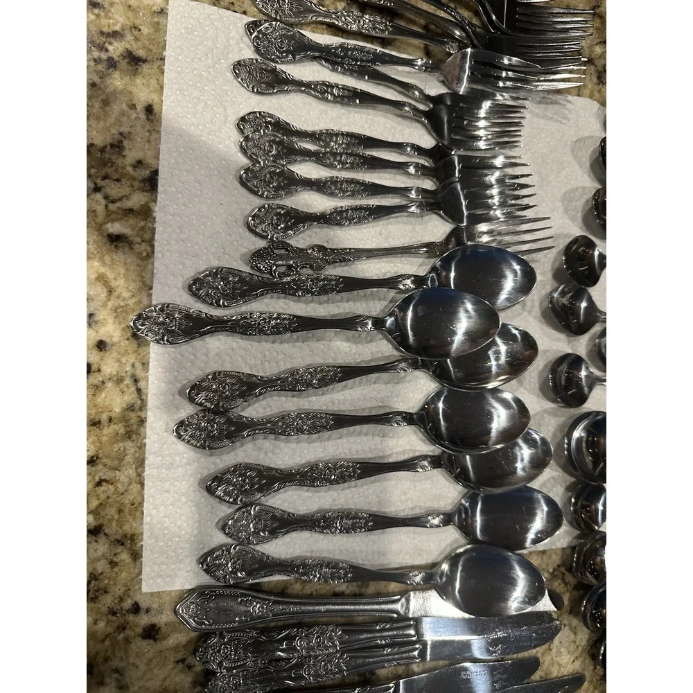 Lot of 58 Pieces ORLEANS Silver Stainless Silverware Flatware Japan Vintage.MCM